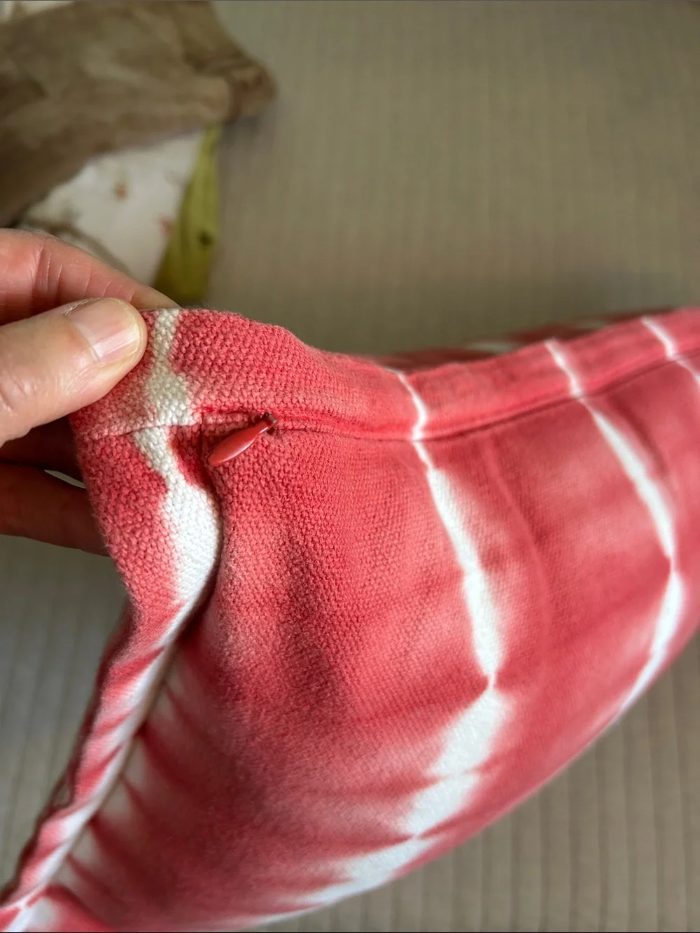 Ralph Lauren washed red white tie dye 4th of July lumbar rectangle down pillow